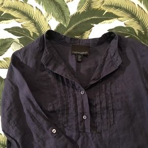 Cynthia Rowley Navy Linen Blouse